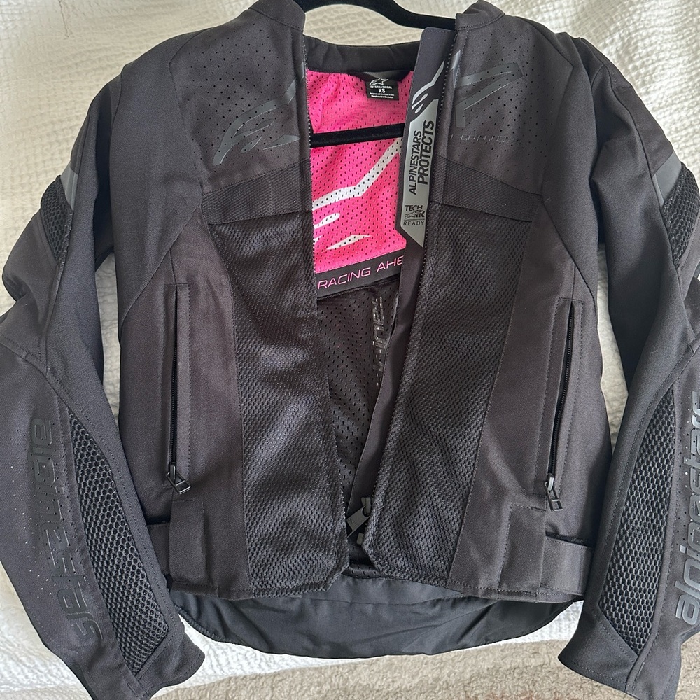 Alpinestars Black Motorcycle Jacket with Pink Liner